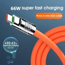 Cable de carga y datos 3 en 1 de 120W y 6A de aleación de zinc, carga súper rápida, compatible con iPhone, , Redmi, POCO, , P40, OPPO, teléfonos Android, cámaras, MP3 y adaptador universal