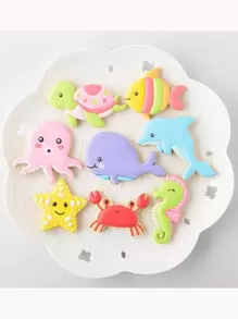 8pcs Ocean Animals Cookie Cutters Whale Dolphin Octopus Crab Turtle Biscuit Mold Marine Life Biscuit Cutter Baked Pastry Stamp Mold Kitchen Baking Tools - White - View 6