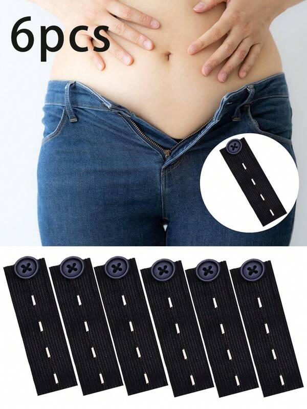 Set de 6 extensores de cinturilla ajustables con elástico, extensores de botón premium para pantalones, extensores de pantalones para maternidad, extensores de botones para pantalones vaqueros y pantalones