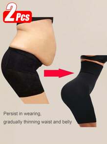 2Pcs High Waist Trainer Body Shaper Shorts Bottoms Tummy Control Panties Slimming Sheath Woman Flat Belly Hip Butt Lifter Briefs Panty Shapewear Seamless Underwear Shaping Panties