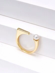 1 件 18K 镀金天然珍珠可调节开口戒指，适合女士 - 彩色 - 查看 9