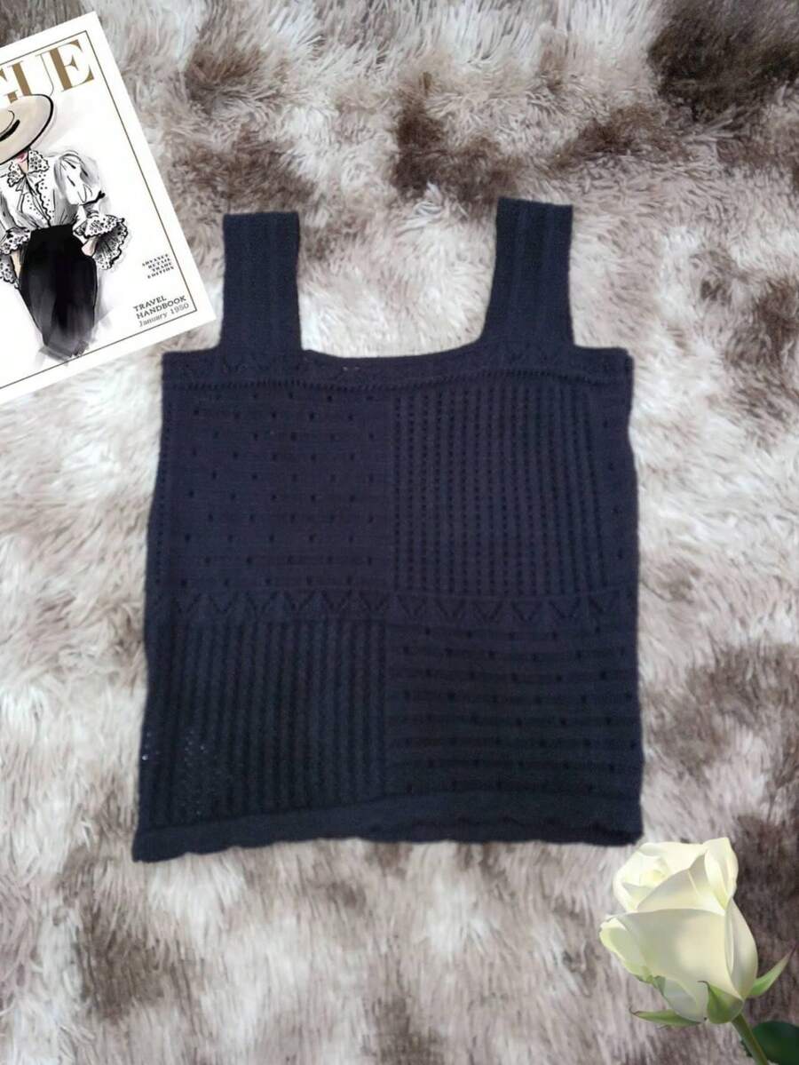Women Knit Tops - 黑色 - 查看 1