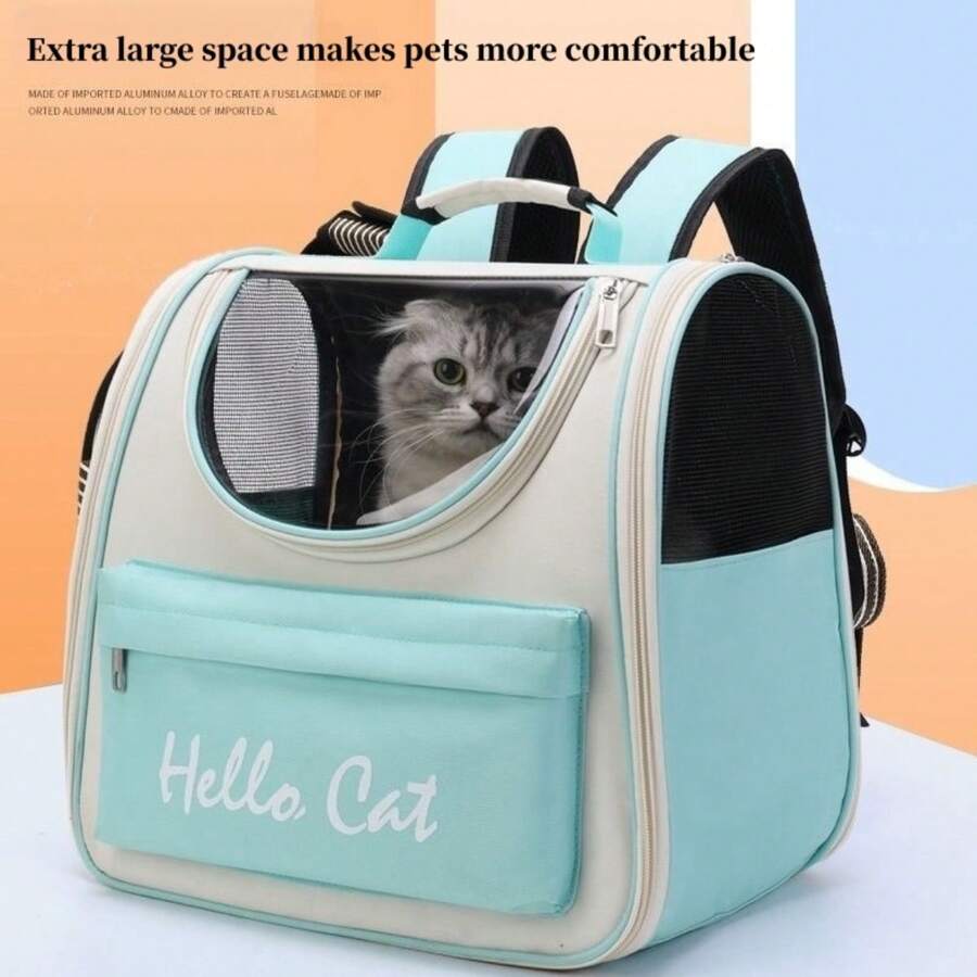 Breathable And Convenient Pet Backpack, Fashionable Backpack For Cats And Small Dogs During Outdoor Camping And Picnic (Green) Cat Carrier Cat Bag - Green - View 1
