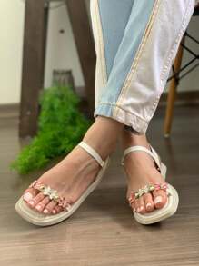 Women Flat Sandals - Blanco - Ver 2