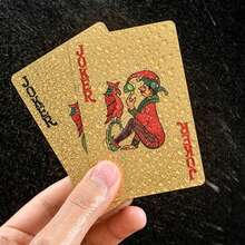 1 Baraja De Cartas Para Jugar A Prueba De Agua Con Diseño De Diamantes - Baraja De Póquer De Alta Definición - Dorado - Ver 3