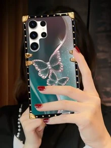 1pc Butterfly Printed Rectangle Shockproof Phone Case Compatible With Samsung S23 Ultra