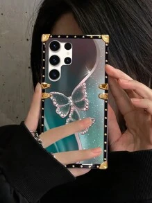 1pc Butterfly Printed Rectangle Shockproof Phone Case Compatible With Samsung S23 Ultra