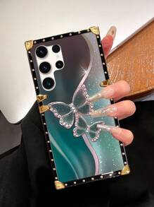 1pc Butterfly Printed Rectangle Shockproof Phone Case Compatible With Samsung S23 Ultra