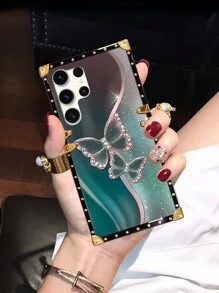 1pc Butterfly Printed Rectangle Shockproof Phone Case Compatible With Samsung S23 Ultra