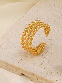 1枚不鏽鋼珠狀戒指,適合女性日常穿戴