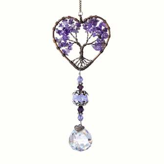 1pc Amethyst Suncatcher Crystal Healing Stones Rainbow Maker Drops Hang For Window, Home Decor, Car Accessories For Women