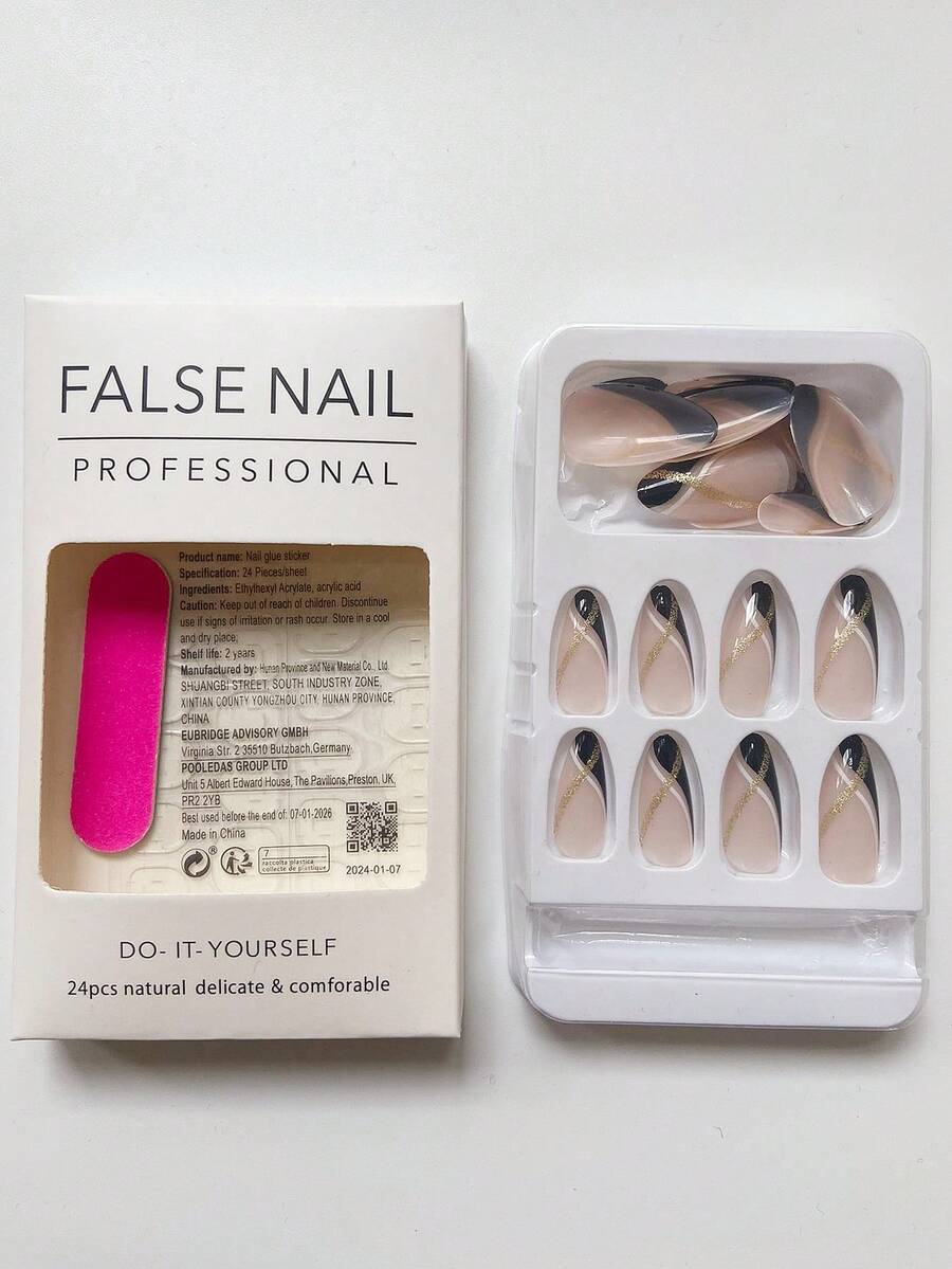 Wear Almond Shaped Cross Curved Gold Powder Decorative Nail Patches