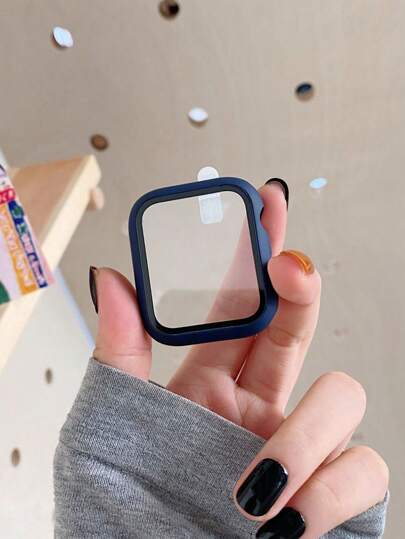 1 Stück mattblauer stoßfester ultradünner gehärteter Glas Schutzhülle mit Sprühöl, modisches, niedliches Uhrengehäuse, kompatibel mit Apple Watch 38/40/41/42/44/45/46/49mm, kompatibel mit Apple Watch Ultra/SE Serie 11/10/9/8/7/6/5/4/3/2/1, Smartwatch Zubehör