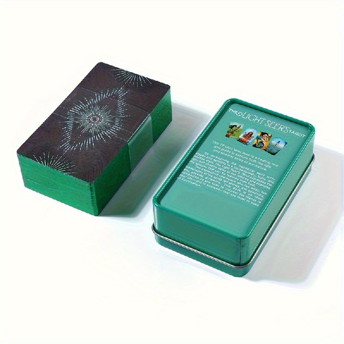 金邊卡和指南放在金屬錫盒中，非常適合初學者! - 薄荷綠 - 查看 1