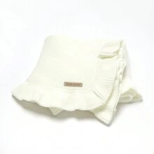 1pc Comfortable Soft Knit Baby Swaddle Blanket With Ruffle & Lace Decoration Love Valentine - White - View 2