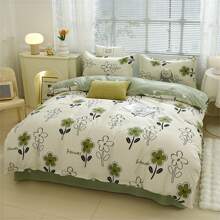 Bộ 4 sản phẩm chải lông thân thiện với da; Bộ vỏ chăn lông vũ cashmere theo chủ đề cây tươi (không có ruột) - Vần hoa mực - Xem 1