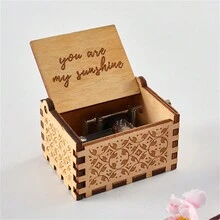 You Are My Sunshine Music Box, Wooden Hand Crank Laser Engraved Retro Unique Music Box Gift For Birthday, Christmas, Valentine Day, Mother Day, Anniversary, Wedding - Brown - View 12