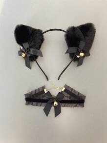 鈴鐺和蝴蝶結裝飾立體髮箍和服飾頸鏈