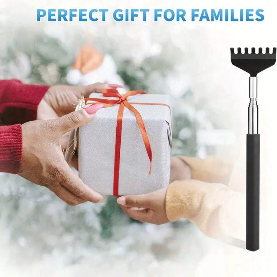 1pc Retractable Metal Back Scratcher - 27 Inches Long, Portable, Relieves Itchiness - Black - View 1