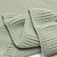 1pc Comfortable And Soft Knitted Baby Swaddle Blanket With Ruffle And Floral Edges Love Valentine - Mint Green - View 4