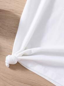 青少女卡通角色背部印花短袖上衣和紙袋腰短褲 - 粉色 - 查看 5