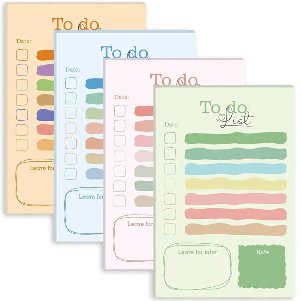 50 Sheets To Do List Stickers, 1 Pad Cute To Do List Sticky Notes Multicolor Color Self-Adhesive Memo Pads For Home, Office & School Supplies Back To School