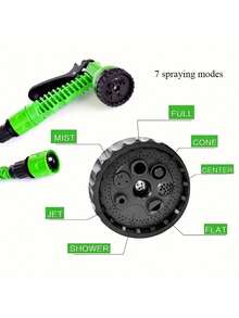 Green Telescopic Garden Hose With High-Pressure Water Cleaning Nozzle For Home, Car Wash - Green - View 10
