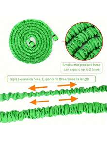 Green Telescopic Garden Hose With High-Pressure Water Cleaning Nozzle For Home, Car Wash - Green - View 9