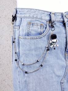 1pc Ladies Alloy Y2K Dark Style Double-Layer Pants Chain Street - Multicolor - View 6