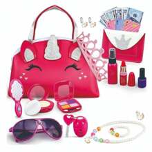 Maquillaje fingido para niñas, juego de maquillaje falso para niñas pequeñas, kit de maquillaje para niños con una bolsa de princesa, juguete para niñas con llave de coche y otros juguetes para niñas de 2 a 6 años para regalo de cumpleaños (color del accesorio aleatorio) - Multicolor - Ver 11