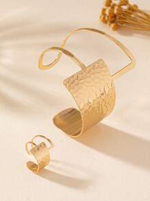 1入時尚幾何手環 + 1入時尚幾何戒指 - 金黃色 - 查看 5