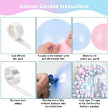 Set de 102 ghirlande cu baloane roz și albastre, potrivite pentru dezvăluirea genului, ziua de naștere, logodnă, nuntă și petreceri de burlaci/burlăcițe