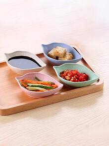 1入組小麥秸稈味盤，創意小碟、蝴蝶醋碟、沾醬碟，防摔塑料碟 - 粉色 - 查看 3