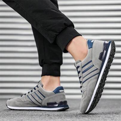 Men's Sports Shoes, Outdoor Versatile Running Sneakers, Synthetic Leather Casual Shoes, Men's Spring Lightweight Casual Breathable Outdoor Lace-Up Flat Shoes, Sapato