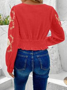 Women Blouses - 紅色 - 查看 6