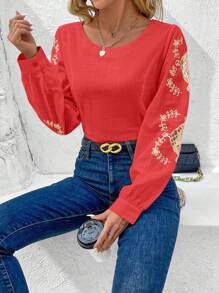 Women Blouses - 紅色 - 查看 1