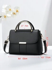 PLANEE Women's Vintage PU Crossbody Bag, Flap Shoulder Bag, Minimalist Style, For Office, Work, Fashionable Women's Shoulder Bag, Fashionable Solid Wallet For Women, A - 黑色 - 查看 3