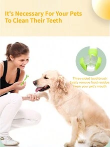 1pc Random Color Pet Toothbrush With 3 Sides Soft Bristles, Effective Teeth Cleaning And Freshening Breath, Color Shipped At Random