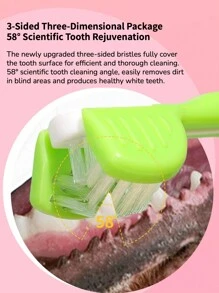 1pc Random Color Pet Toothbrush With 3 Sides Soft Bristles, Effective Teeth Cleaning And Freshening Breath, Color Shipped At Random