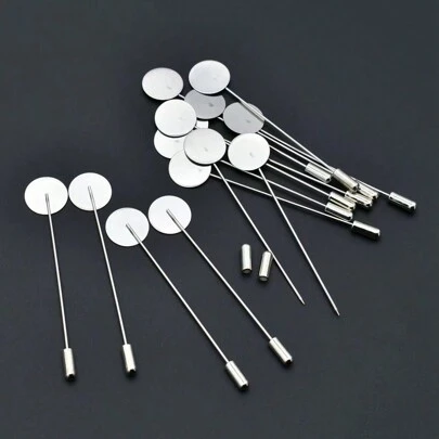 10pcs Diy Jewelry Making Accessories For Women, Including Brooch Pin, Scarf Buckle, Sweater Buckle With Disc, Empty Base & Holder
