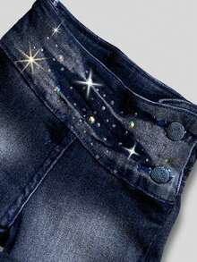 Young Girls Denim Shorts - 深色水洗藍 - 查看 2