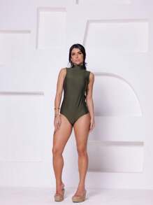 Women Bodysuits - Verde militar - Ver 3