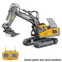 Excavatrice télécommandée 2,4 GHz 11 canaux - Bulldozer RC, camion à benne basculante en alliage avec lumière et son - Cadeaux d'anniversaire et de Noël (certaines pièces sont envoyées au hasard)