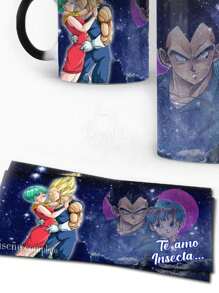 Taza Mágica bulma y vegeta amor 2 te amo insecta - Blanco y Negro - Ver 2
