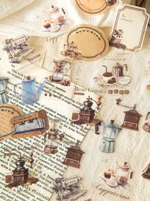 MOCARD 30张/包复古咖啡主题贴纸，适用于剪贴簿、DIY装饰、派对礼品、学校用品、返校季剪贴簿用品、趣味贴纸、笔记本电脑贴纸、Kindle手机贴纸 - 棕色 - 查看 6