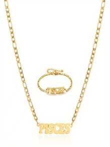 1 件不鏽鋼 12 星座字母吊墜項鍊女式女孩母親節派對聖誕節新年生日禮物