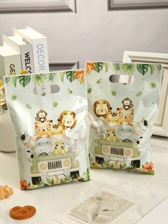 10/20/50个16.5*25厘米丛林动物图案礼品袋，糖果手提袋，生日派对包装袋，节日生日派对礼品袋