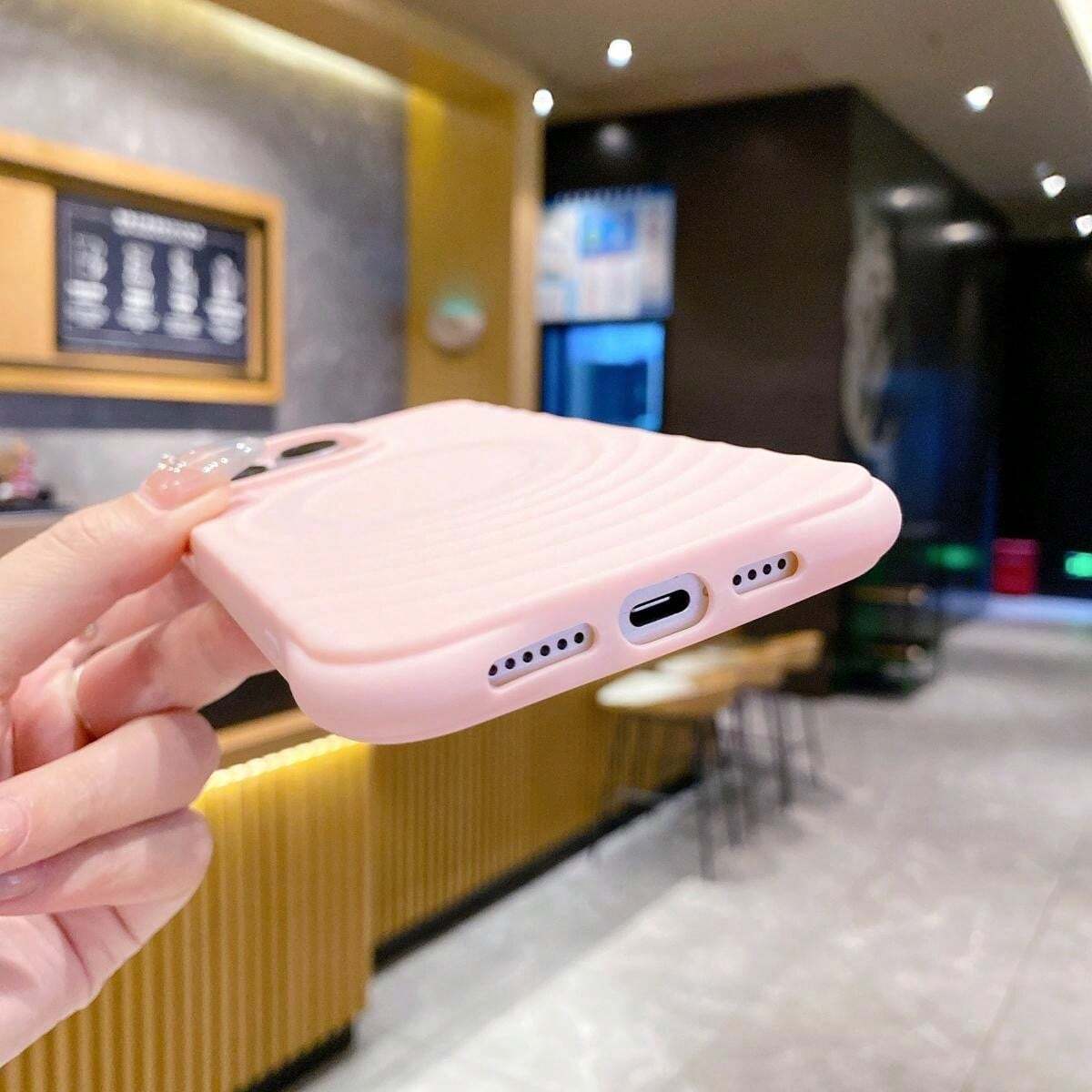 Simple Solid Color Ripple Texture Magsafe Compatible Phone Case