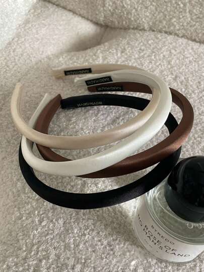 4pcs/Set Ladies' Elegant Atmosphere Bow Tie Headbands Made Of Silk Satin Material In Black, White, Brown And Champagne, Suitable For Daily Life, Going Out, Washing Face, Doing Makeup, Matching Clothes, Making You More Fashionable And Sophisticated,School,Cat Ears,Hairband,Hair Hoop Hair Accessories Head Accessories