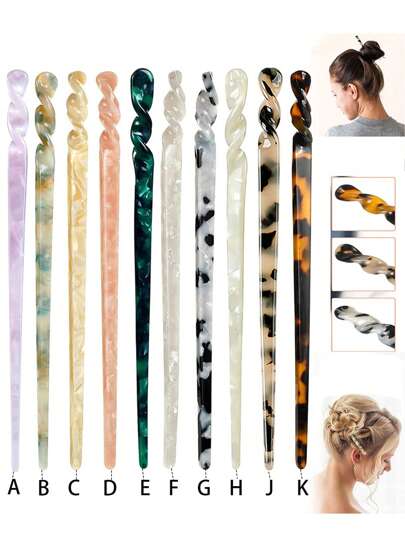 Vintage Style Minimalist Ditsy Floral Acetic Acid Hair Stick For Making Twisted Bun Design, Japanese Style Hair Accessory For Women - 1pc,Leopard Print Hair Pin Hair Bun Maker Bun Hair Piece Hair Styling Pins, School Stuff, Hair Accessories, Head Accessories